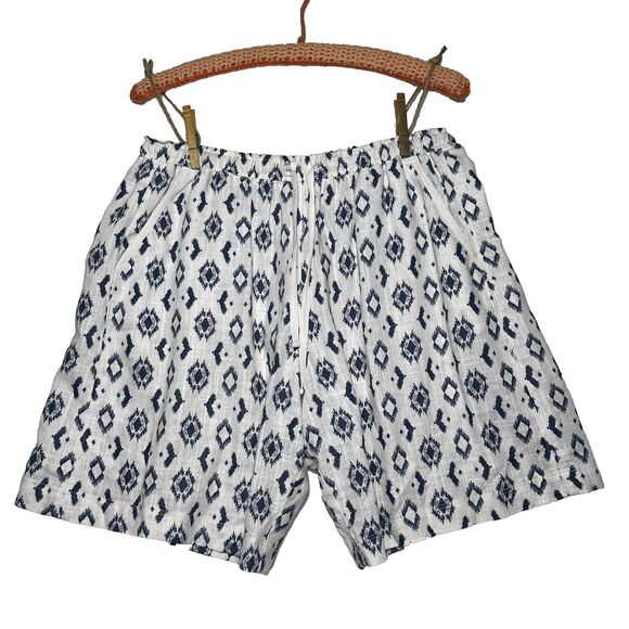 Splendid Pants - Splendid Collection Women's Ivory Navy Drawstring Shorts Linen Viscose Blend Med